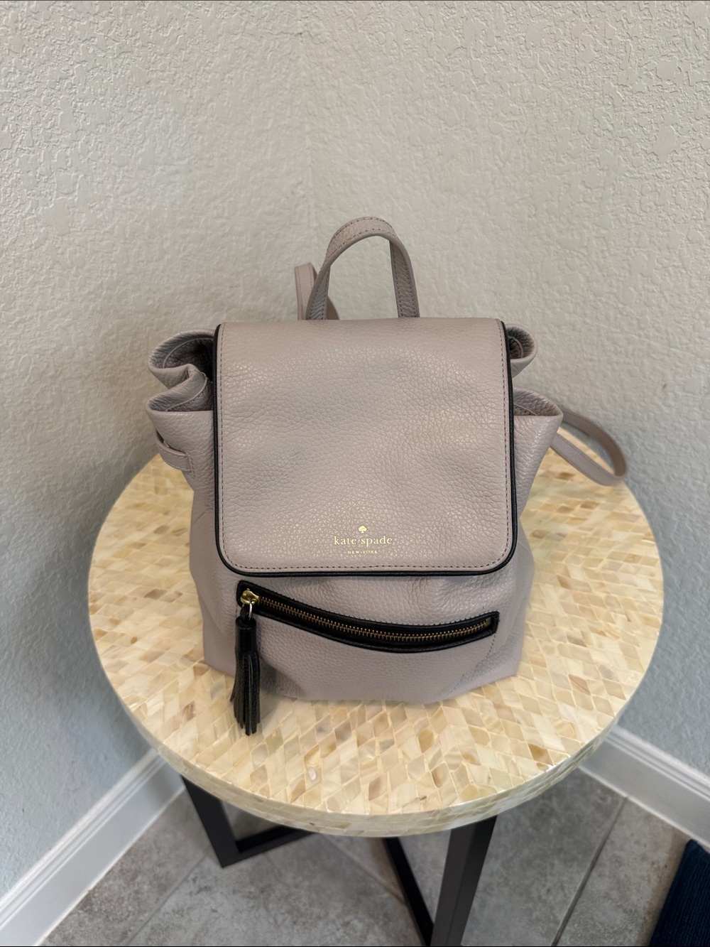 Kate Spade Pebbled Leather Mini Backpack in Soft Mauve